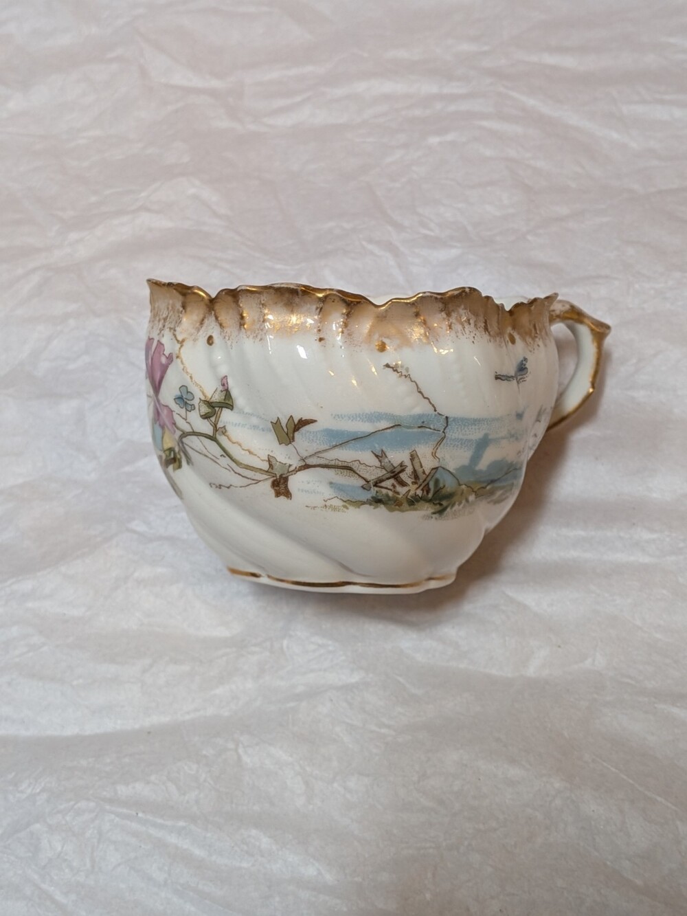 Vintage Bone China A. Lanternier & Co. Limoges France Gold Trim Floral Tea Cup